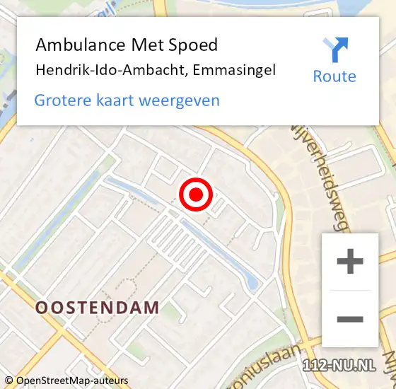 Locatie op kaart van de 112 melding: Ambulance Met Spoed Naar Hendrik-Ido-Ambacht, Emmasingel op 27 december 2023 13:27