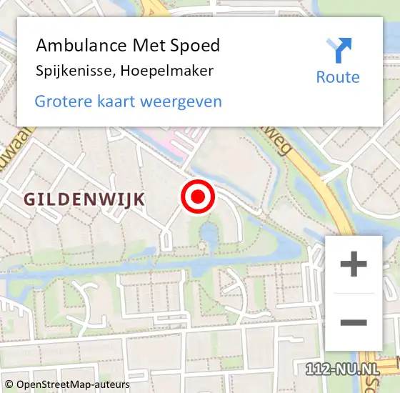 Locatie op kaart van de 112 melding: Ambulance Met Spoed Naar Spijkenisse, Hoepelmaker op 27 december 2023 14:02