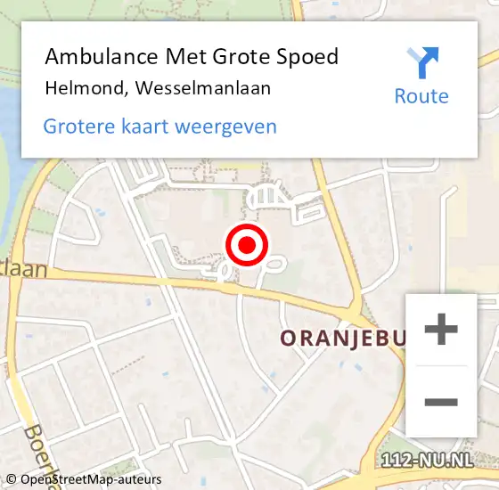 Locatie op kaart van de 112 melding: Ambulance Met Grote Spoed Naar Helmond, Wesselmanlaan op 27 december 2023 14:05