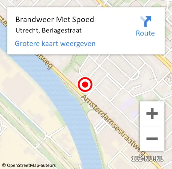 Locatie op kaart van de 112 melding: Brandweer Met Spoed Naar Utrecht, Berlagestraat op 27 december 2023 14:21