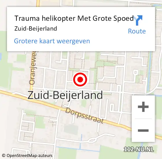Locatie op kaart van de 112 melding: Trauma helikopter Met Grote Spoed Naar Zuid-Beijerland op 27 december 2023 15:04