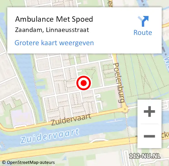 Locatie op kaart van de 112 melding: Ambulance Met Spoed Naar Zaandam, Linnaeusstraat op 27 december 2023 15:15