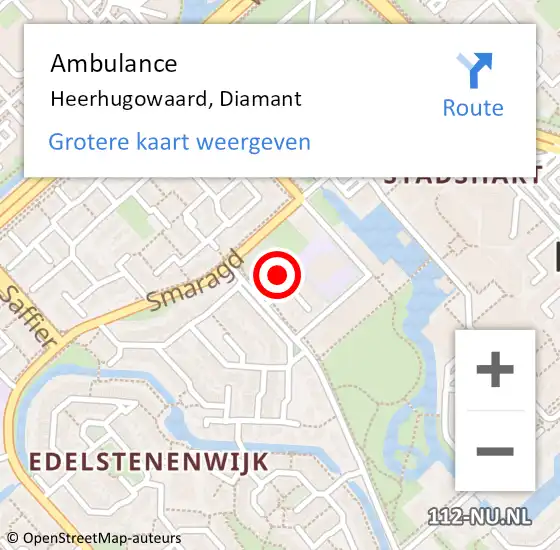 Locatie op kaart van de 112 melding: Ambulance Heerhugowaard, Diamant op 27 december 2023 15:27