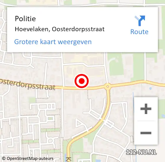 Locatie op kaart van de 112 melding: Politie Hoevelaken, Oosterdorpsstraat op 27 december 2023 16:12