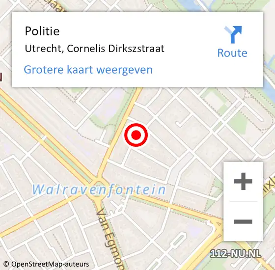 Locatie op kaart van de 112 melding: Politie Utrecht, Cornelis Dirkszstraat op 27 december 2023 17:08