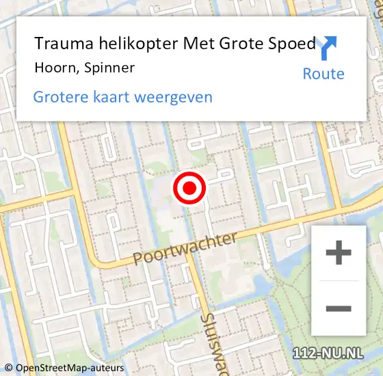 Locatie op kaart van de 112 melding: Trauma helikopter Met Grote Spoed Naar Hoorn, Spinner op 27 december 2023 17:15