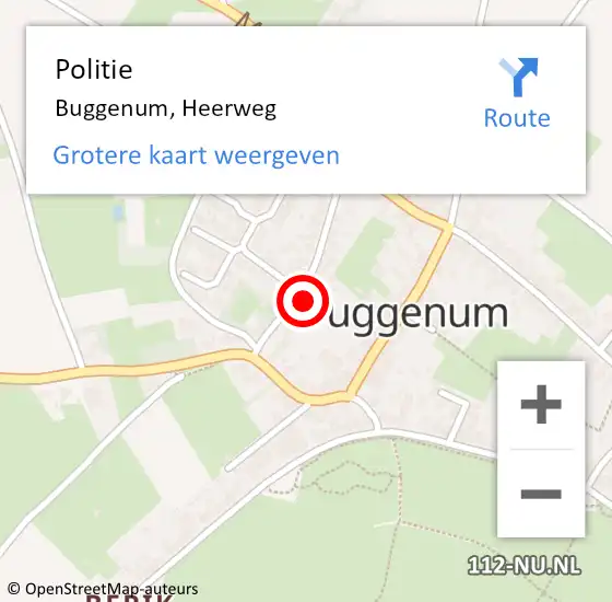 Locatie op kaart van de 112 melding: Politie Buggenum, Heerweg op 27 december 2023 17:35