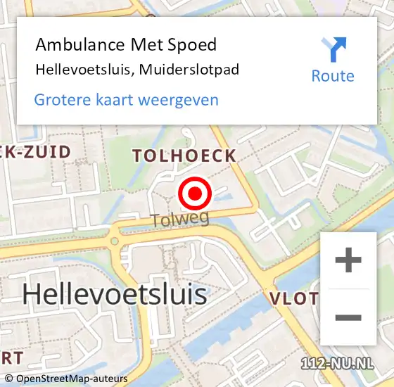 Locatie op kaart van de 112 melding: Ambulance Met Spoed Naar Hellevoetsluis, Muiderslotpad op 27 december 2023 17:37