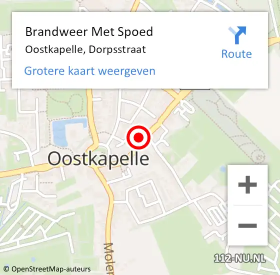 Locatie op kaart van de 112 melding: Brandweer Met Spoed Naar Oostkapelle, Dorpsstraat op 27 december 2023 17:57