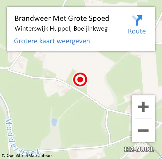 Locatie op kaart van de 112 melding: Brandweer Met Grote Spoed Naar Winterswijk Huppel, Boeijinkweg op 27 december 2023 20:50