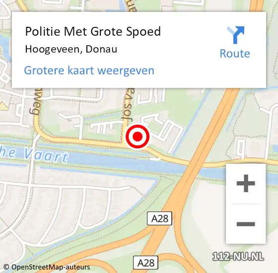Locatie op kaart van de 112 melding: Politie Met Grote Spoed Naar Hoogeveen, Donau op 27 december 2023 20:53