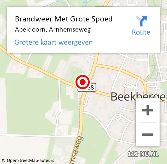 Locatie op kaart van de 112 melding: Brandweer Met Grote Spoed Naar Apeldoorn, Arnhemseweg op 27 december 2023 21:28