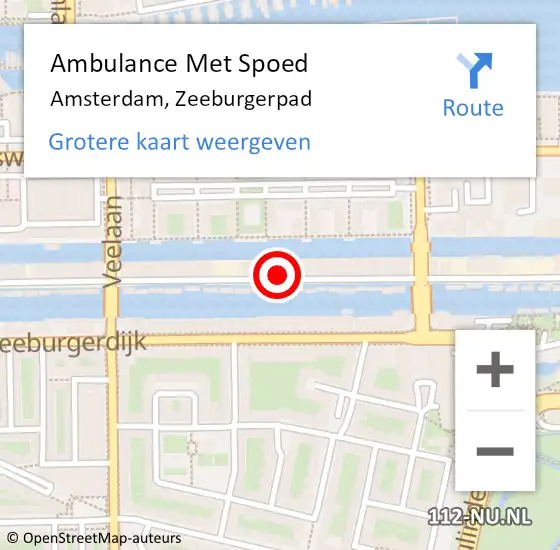 Locatie op kaart van de 112 melding: Ambulance Met Spoed Naar Amsterdam, Zeeburgerpad op 27 december 2023 22:24
