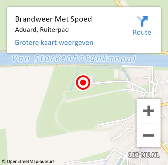 Locatie op kaart van de 112 melding: Brandweer Met Spoed Naar Aduard, Ruiterpad op 27 december 2023 22:58