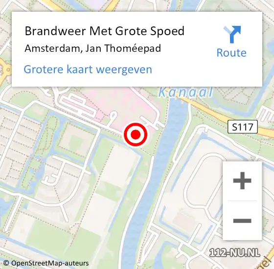 Locatie op kaart van de 112 melding: Brandweer Met Grote Spoed Naar Amsterdam, Jan Thoméepad op 27 december 2023 23:27