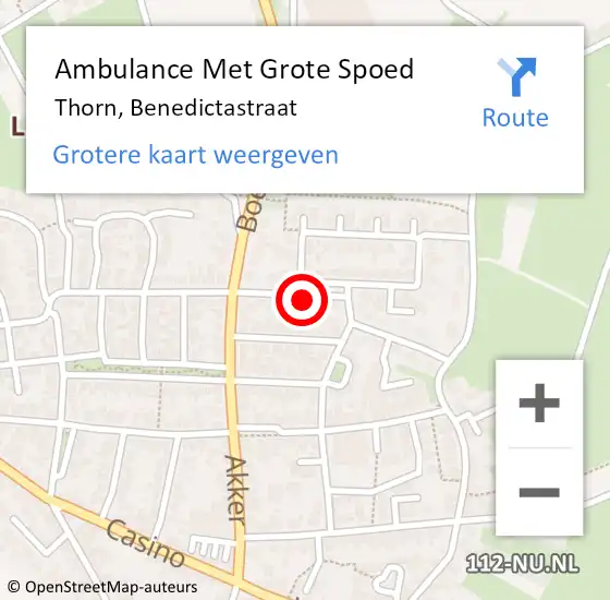 Locatie op kaart van de 112 melding: Ambulance Met Grote Spoed Naar Thorn, Benedictastraat op 27 december 2023 23:38
