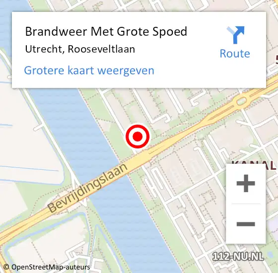 Locatie op kaart van de 112 melding: Brandweer Met Grote Spoed Naar Utrecht, Rooseveltlaan op 27 december 2023 23:50