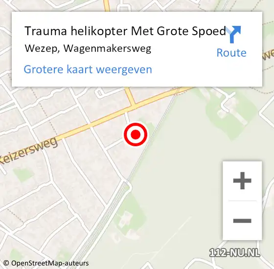 Locatie op kaart van de 112 melding: Trauma helikopter Met Grote Spoed Naar Wezep, Wagenmakersweg op 28 december 2023 00:06