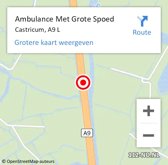 Locatie op kaart van de 112 melding: Ambulance Met Grote Spoed Naar Castricum, A9 L op 15 oktober 2013 07:05