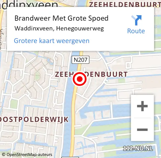 Locatie op kaart van de 112 melding: Brandweer Met Grote Spoed Naar Waddinxveen, Henegouwerweg op 28 december 2023 00:36