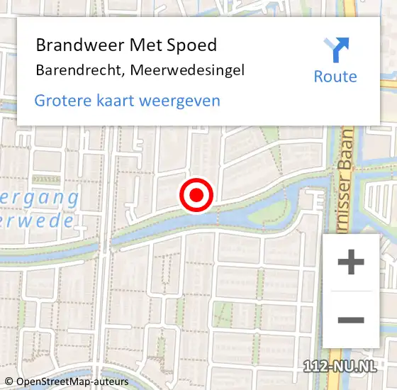 Locatie op kaart van de 112 melding: Brandweer Met Spoed Naar Barendrecht, Meerwedesingel op 28 december 2023 04:55