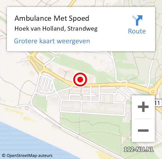 Locatie op kaart van de 112 melding: Ambulance Met Spoed Naar Hoek van Holland, Strandweg op 28 december 2023 05:24