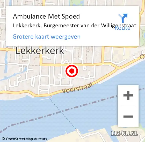 Locatie op kaart van de 112 melding: Ambulance Met Spoed Naar Lekkerkerk, Burgemeester van der Willigenstraat op 28 december 2023 09:24