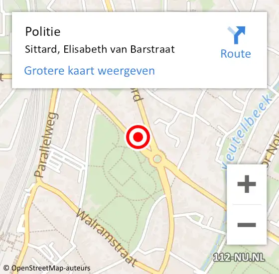 Locatie op kaart van de 112 melding: Politie Sittard, Elisabeth van Barstraat op 28 december 2023 09:38