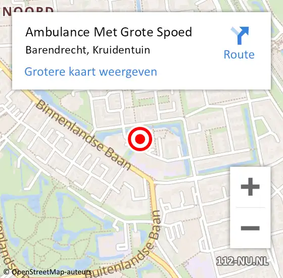 Locatie op kaart van de 112 melding: Ambulance Met Grote Spoed Naar Barendrecht, Kruidentuin op 28 december 2023 09:40