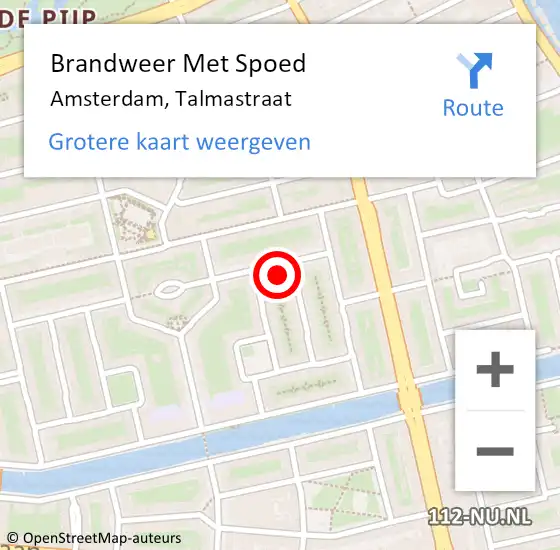 Locatie op kaart van de 112 melding: Brandweer Met Spoed Naar Amsterdam, Talmastraat op 28 december 2023 09:46