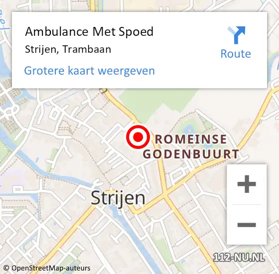 Locatie op kaart van de 112 melding: Ambulance Met Spoed Naar Strijen, Trambaan op 28 december 2023 10:21