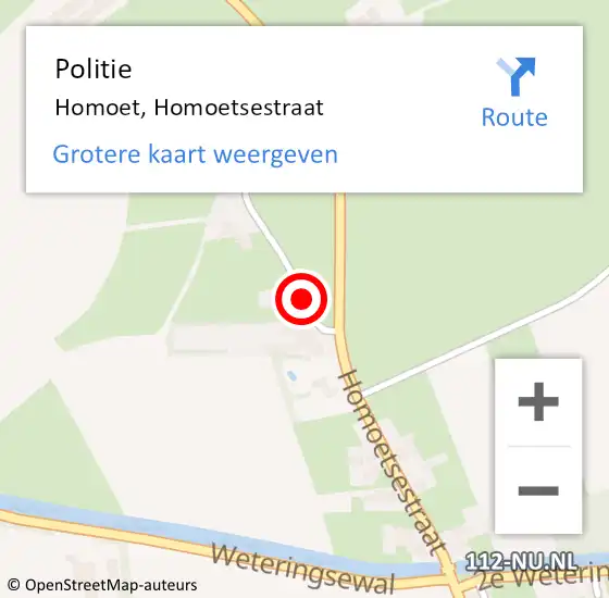 Locatie op kaart van de 112 melding: Politie Homoet, Homoetsestraat op 28 december 2023 10:55