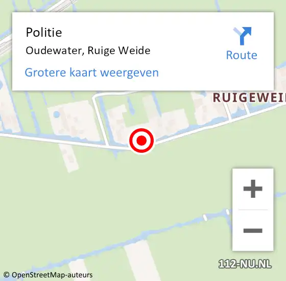 Locatie op kaart van de 112 melding: Politie Oudewater, Ruige Weide op 28 december 2023 10:57
