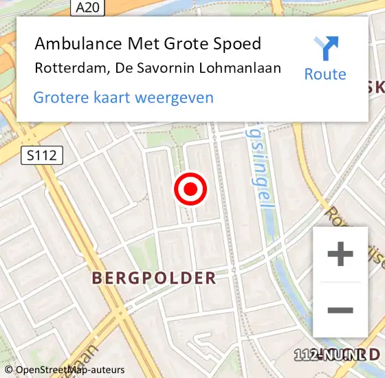 Locatie op kaart van de 112 melding: Ambulance Met Grote Spoed Naar Rotterdam, De Savornin Lohmanlaan op 28 december 2023 12:07