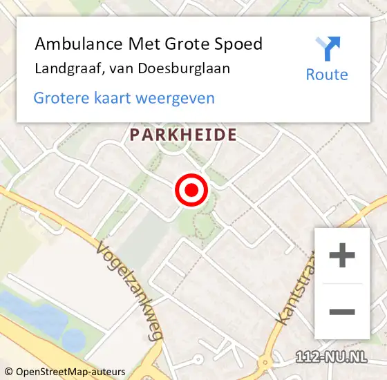 Locatie op kaart van de 112 melding: Ambulance Met Grote Spoed Naar Landgraaf, van Doesburglaan op 28 december 2023 12:10
