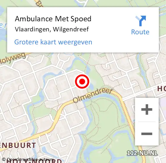 Locatie op kaart van de 112 melding: Ambulance Met Spoed Naar Vlaardingen, Wilgendreef op 28 december 2023 12:16