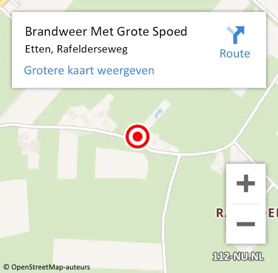 Locatie op kaart van de 112 melding: Brandweer Met Grote Spoed Naar Etten, Rafelderseweg op 28 december 2023 13:01