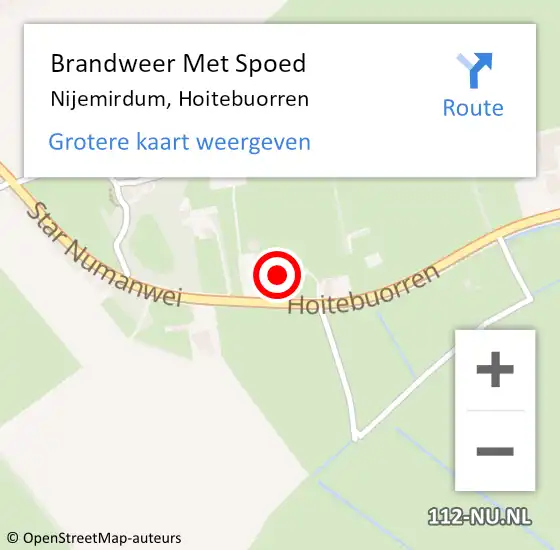 Locatie op kaart van de 112 melding: Brandweer Met Spoed Naar Nijemirdum, Hoitebuorren op 28 december 2023 13:11