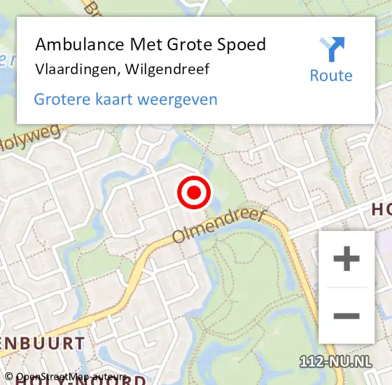 Locatie op kaart van de 112 melding: Ambulance Met Grote Spoed Naar Vlaardingen, Wilgendreef op 28 december 2023 13:19