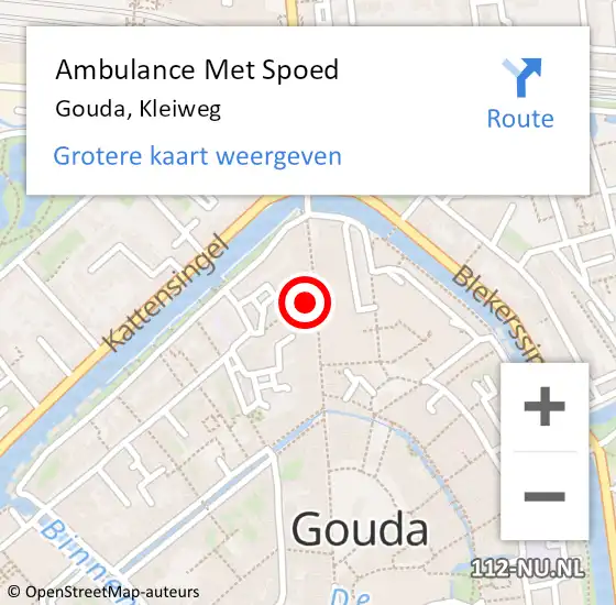 Locatie op kaart van de 112 melding: Ambulance Met Spoed Naar Gouda, Kleiweg op 28 december 2023 13:42