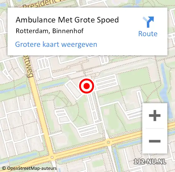 Locatie op kaart van de 112 melding: Ambulance Met Grote Spoed Naar Rotterdam, Binnenhof op 28 december 2023 15:26
