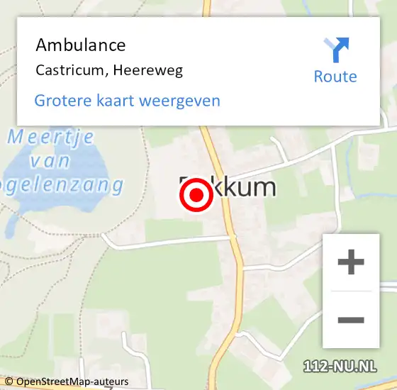 Locatie op kaart van de 112 melding: Ambulance Castricum, Heereweg op 28 december 2023 15:57