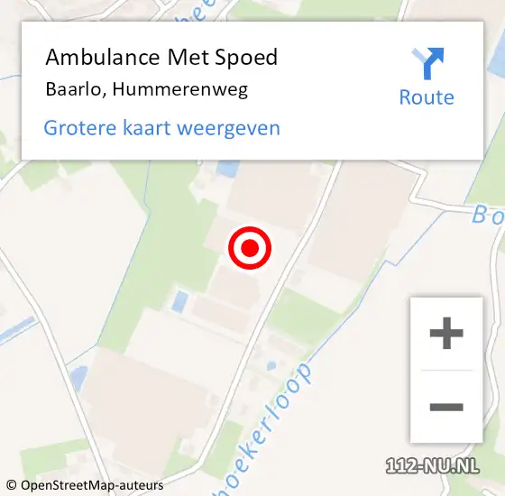 Locatie op kaart van de 112 melding: Ambulance Met Spoed Naar Baarlo, Hummerenweg op 28 december 2023 16:10