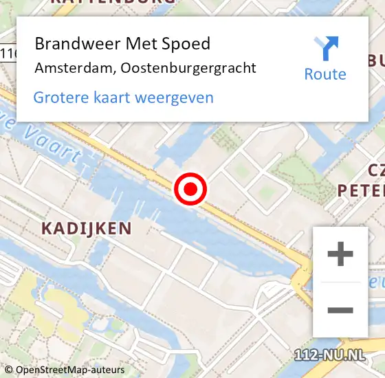 Locatie op kaart van de 112 melding: Brandweer Met Spoed Naar Amsterdam, Oostenburgergracht op 28 december 2023 16:18