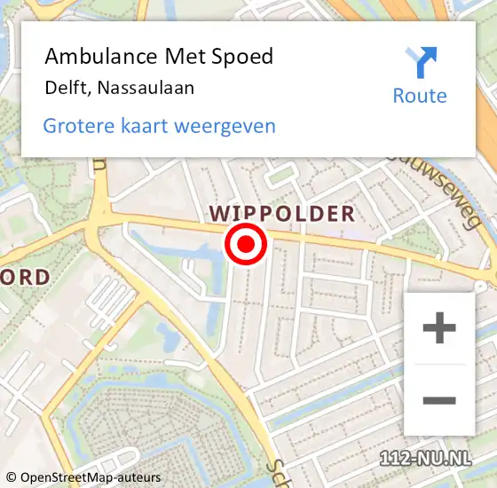 Locatie op kaart van de 112 melding: Ambulance Met Spoed Naar Delft, Nassaulaan op 28 december 2023 16:32