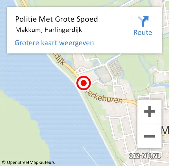 Locatie op kaart van de 112 melding: Politie Met Grote Spoed Naar Makkum, Harlingerdijk op 28 december 2023 17:12