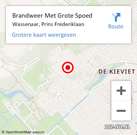 Locatie op kaart van de 112 melding: Brandweer Met Grote Spoed Naar Wassenaar, Prins Frederiklaan op 28 december 2023 17:44