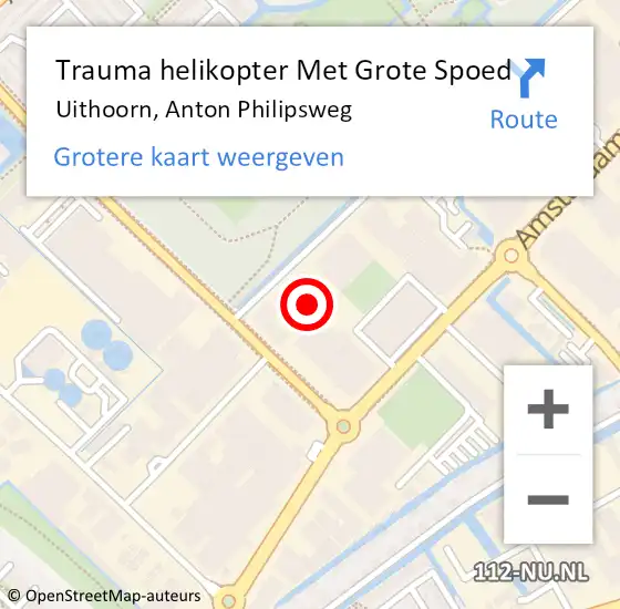 Locatie op kaart van de 112 melding: Trauma helikopter Met Grote Spoed Naar Uithoorn, Anton Philipsweg op 28 december 2023 17:52