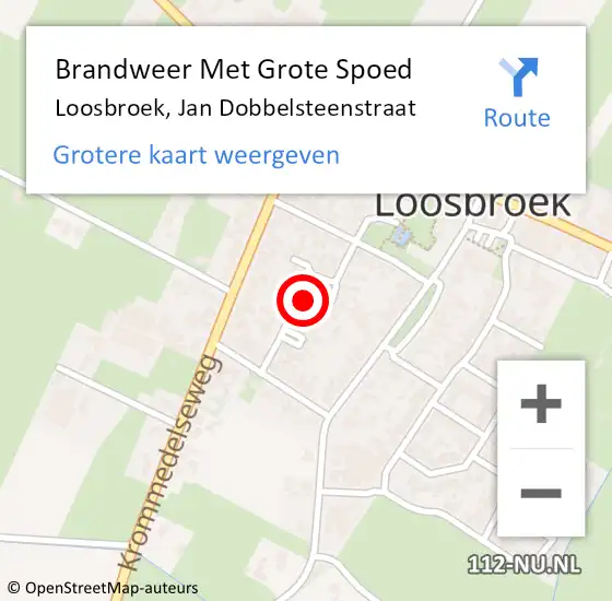 Locatie op kaart van de 112 melding: Brandweer Met Grote Spoed Naar Loosbroek, Jan Dobbelsteenstraat op 28 december 2023 18:09