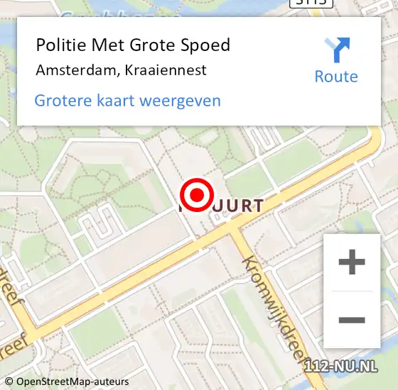Locatie op kaart van de 112 melding: Politie Met Grote Spoed Naar Amsterdam, Kraaiennest op 28 december 2023 21:12